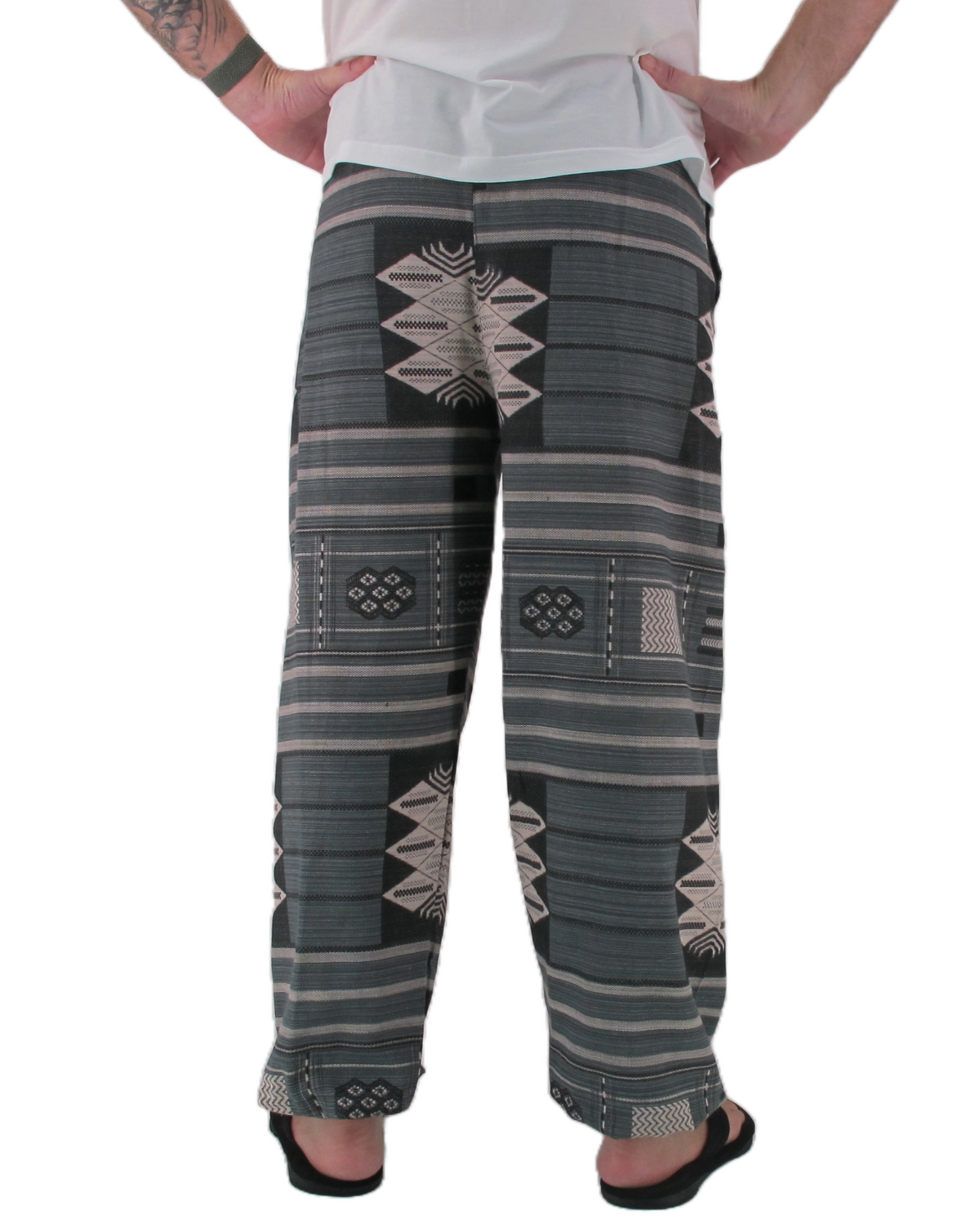 Printed Cotton Hippie Pants Dark Grey