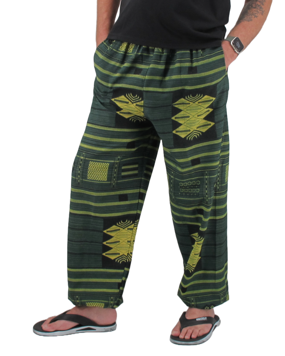 Printed Cotton Hippie Pants Green