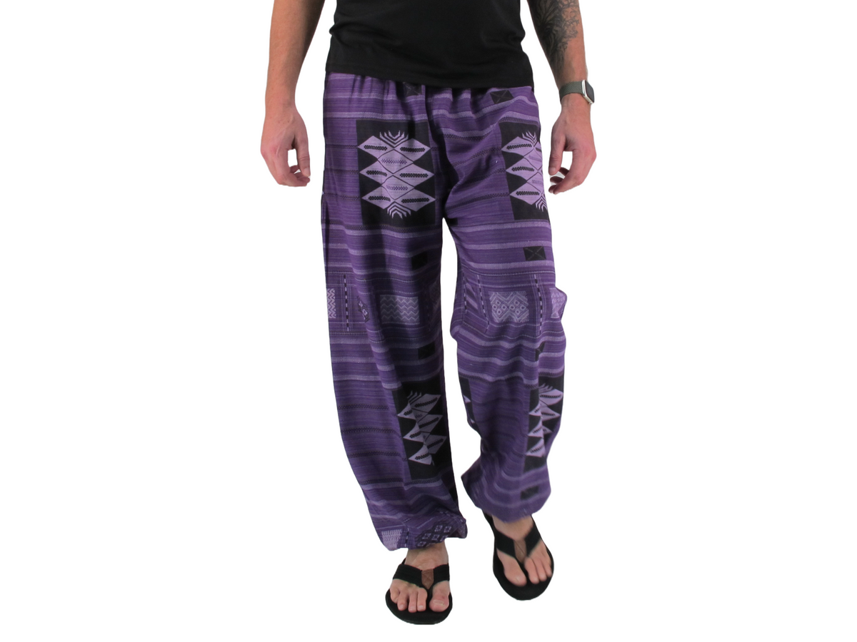 Printed Cotton Hippie Pants Purple