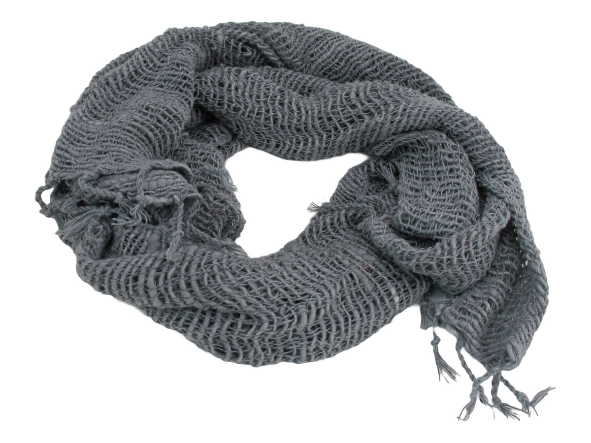 Grey Hand Woven 100% Cotton Scarf