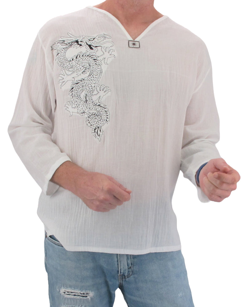 Long Sleeve Cotton Dragon T-Shirt - Love Quality