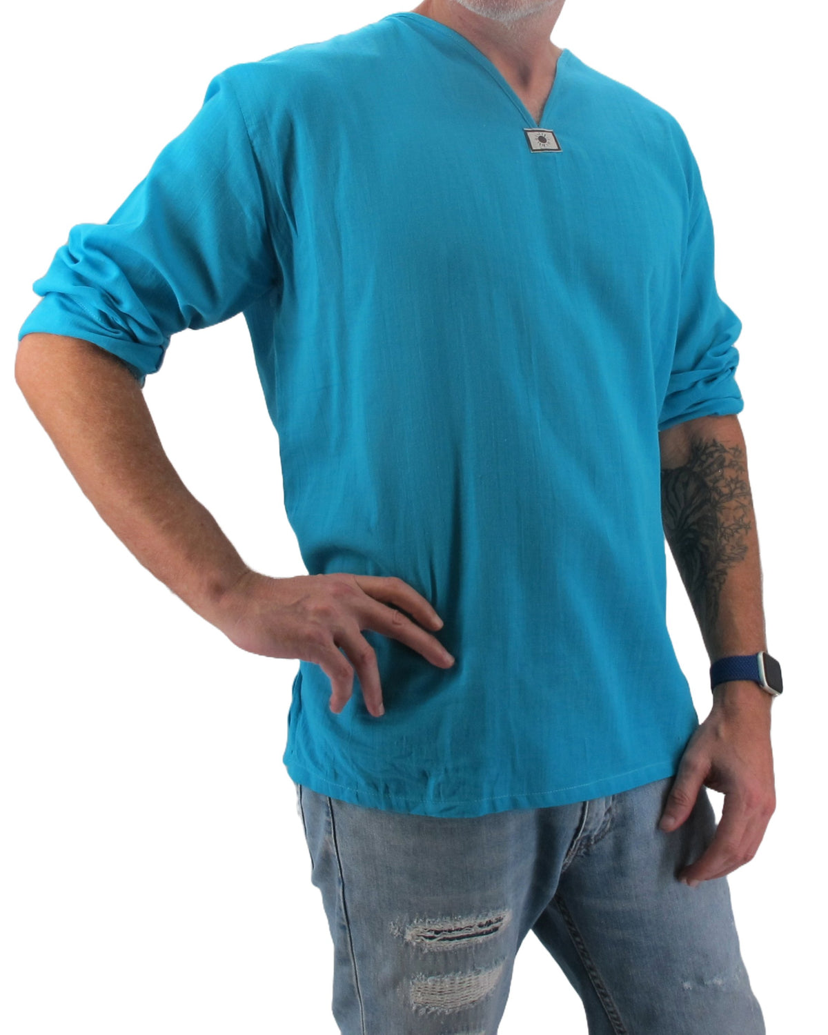 Long Sleeve Hippie T-Shirt Aqua - Love Quality
