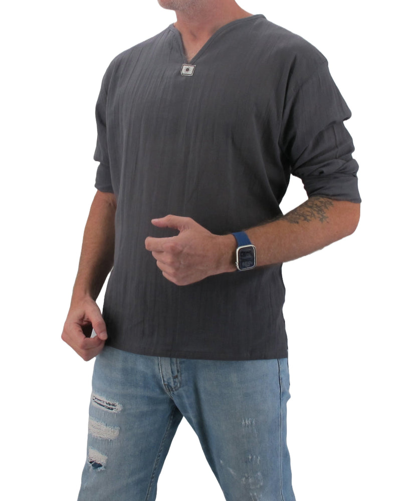 Long Sleeve Hippie T-Shirt Dark Grey - Love Quality