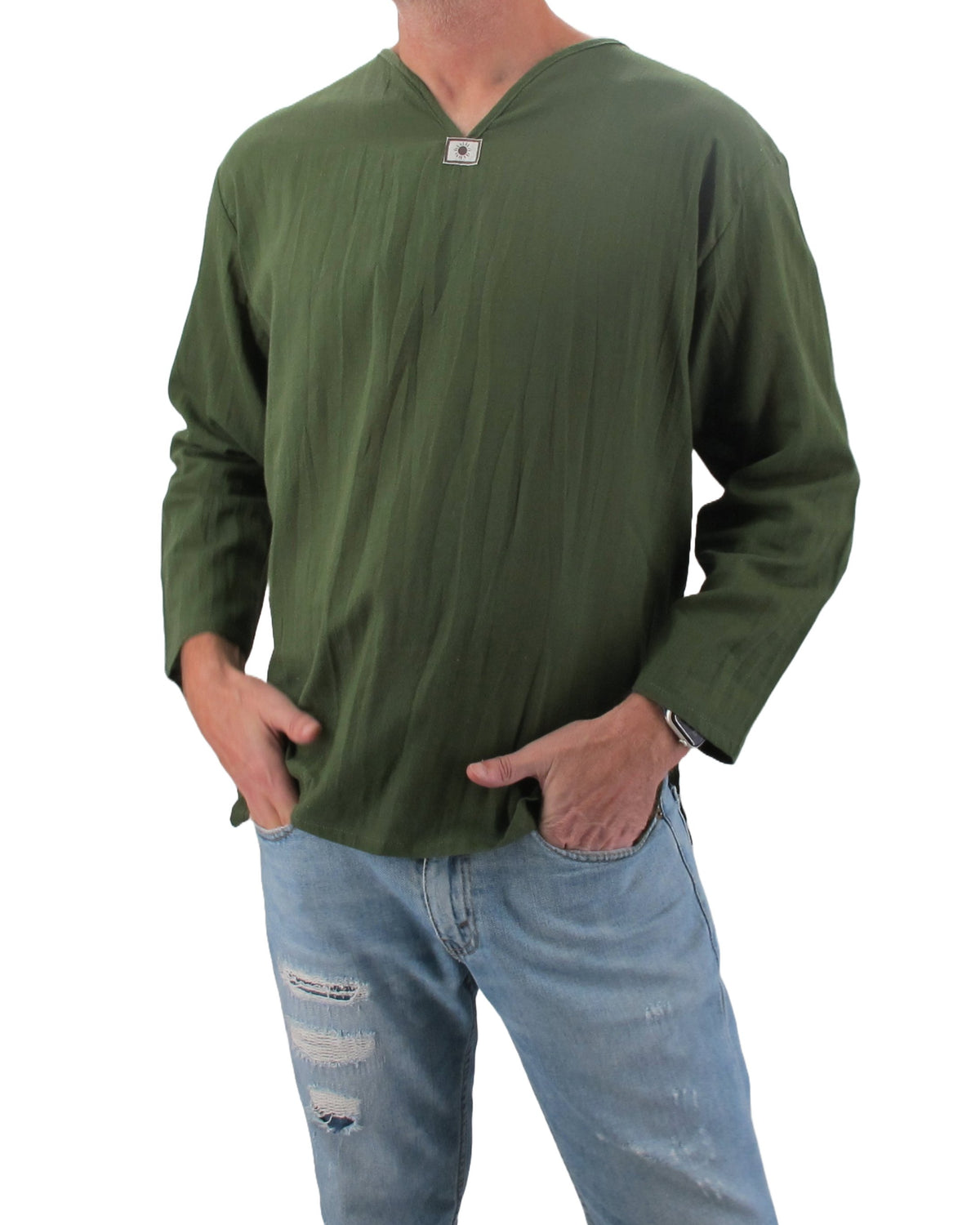 Long Sleeve Hippie T-Shirt Green - Love Quality