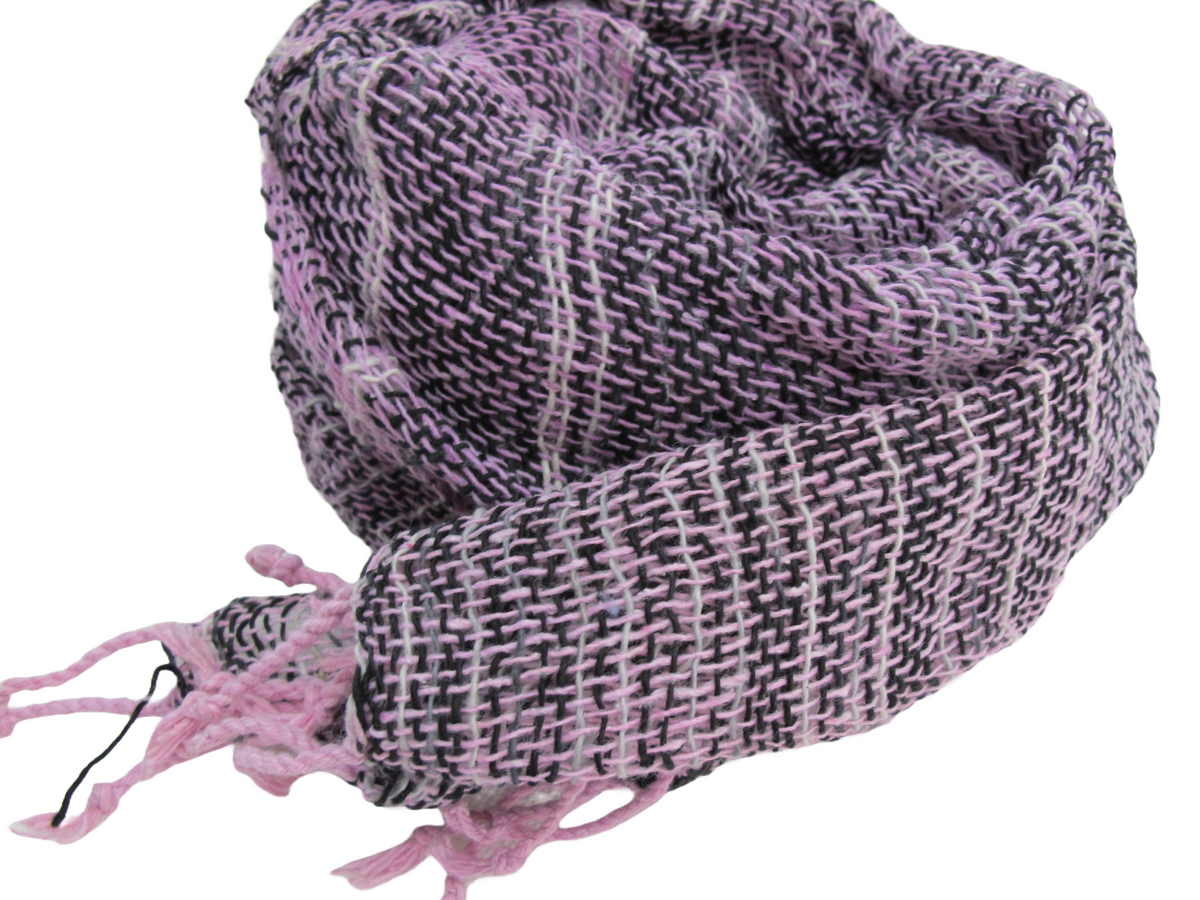 Purple Black Hand Woven 100% Cotton Scarf