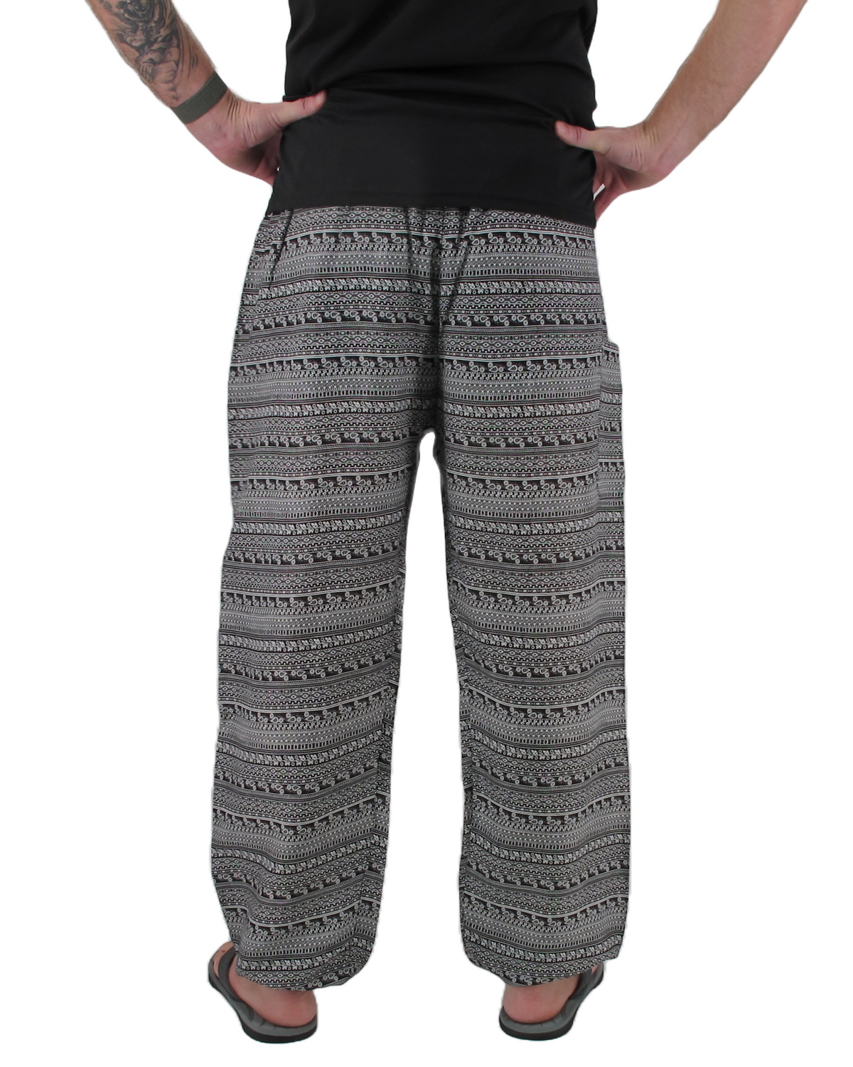 Baggy Harem Pants Black Stripe