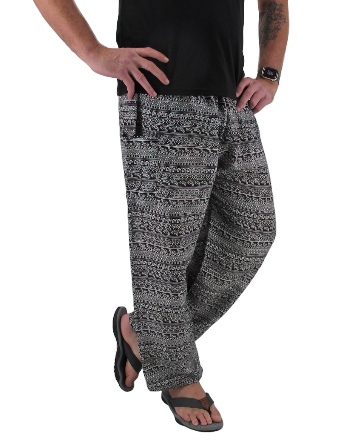 Baggy Harem Pants Black Stripe