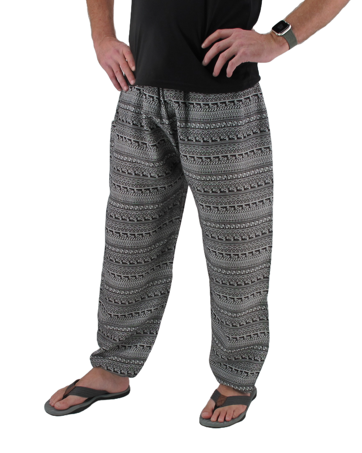 Baggy Harem Pants Black Stripe