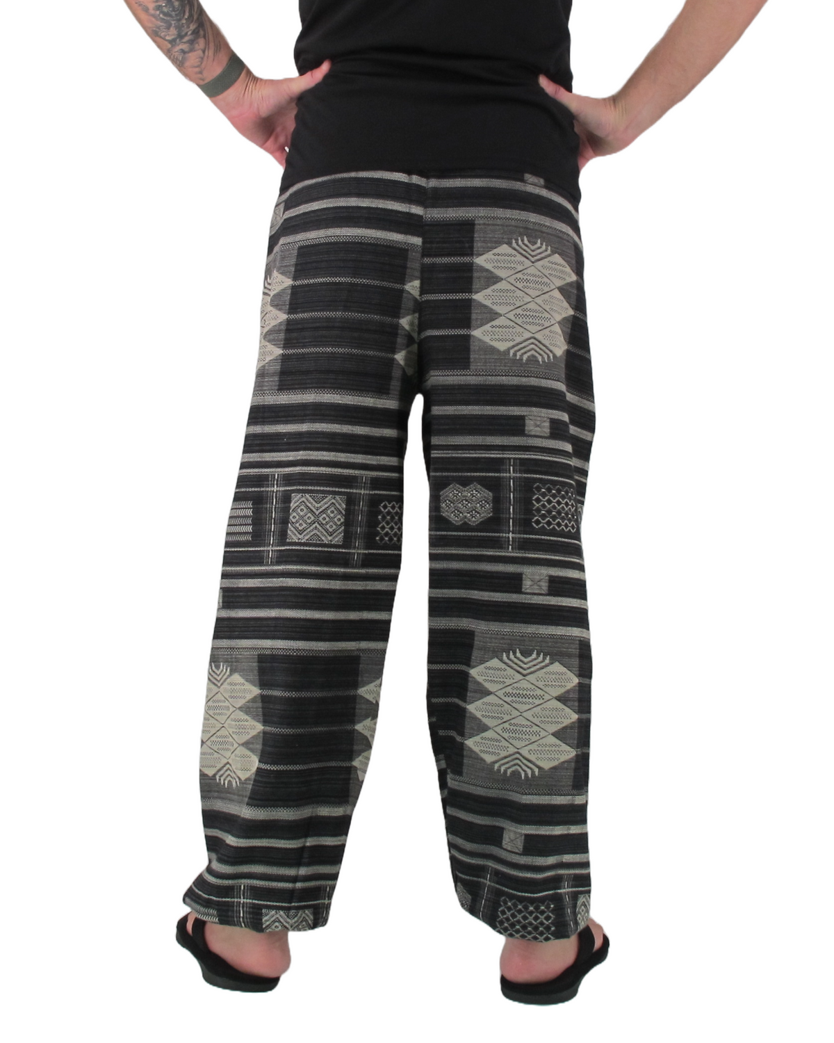 Printed Cotton Hippie Pants Black