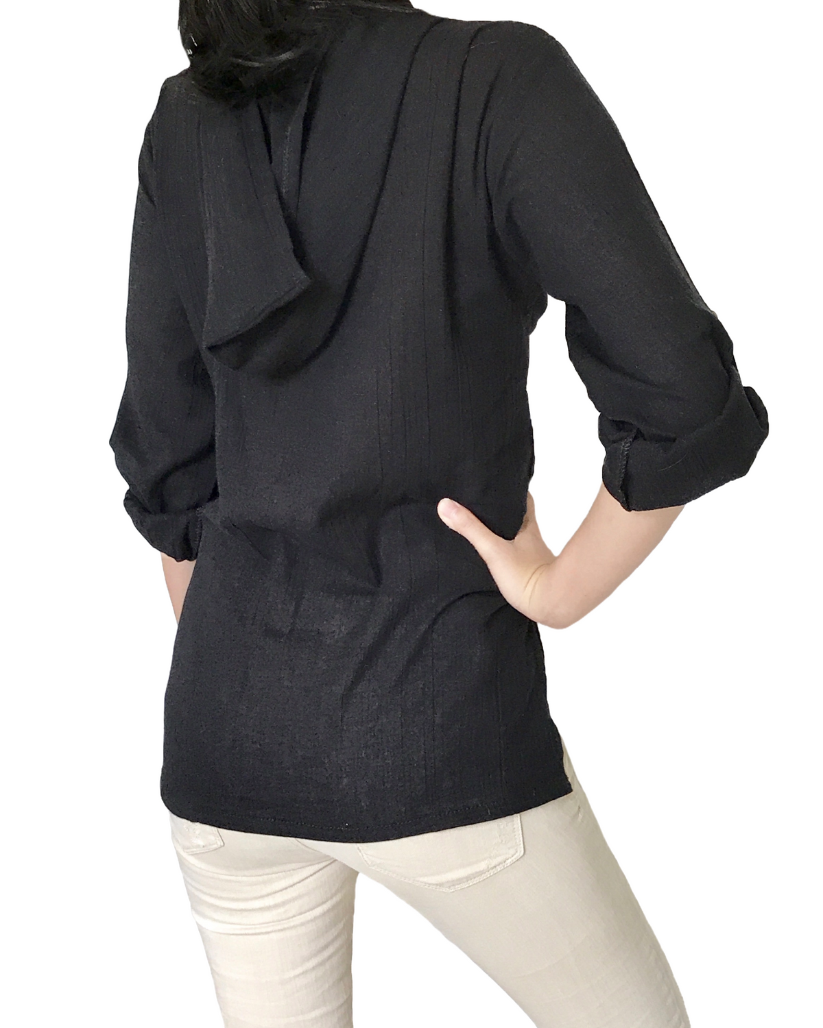 Ladies Black Cotton Hoodie Top