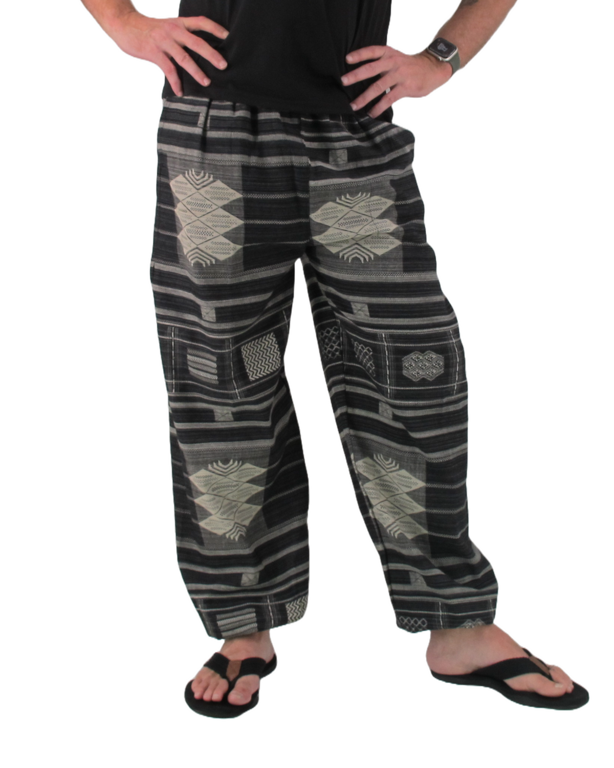 Printed Cotton Hippie Pants Black