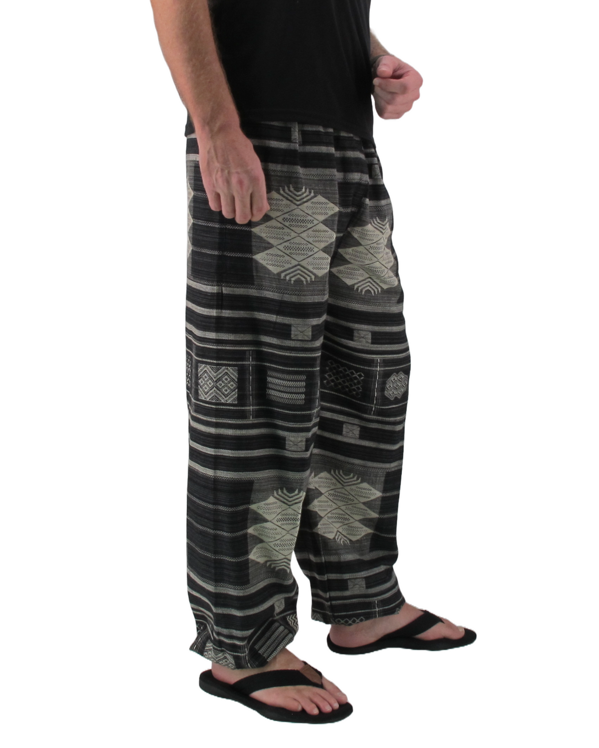 Printed Cotton Hippie Pants Black