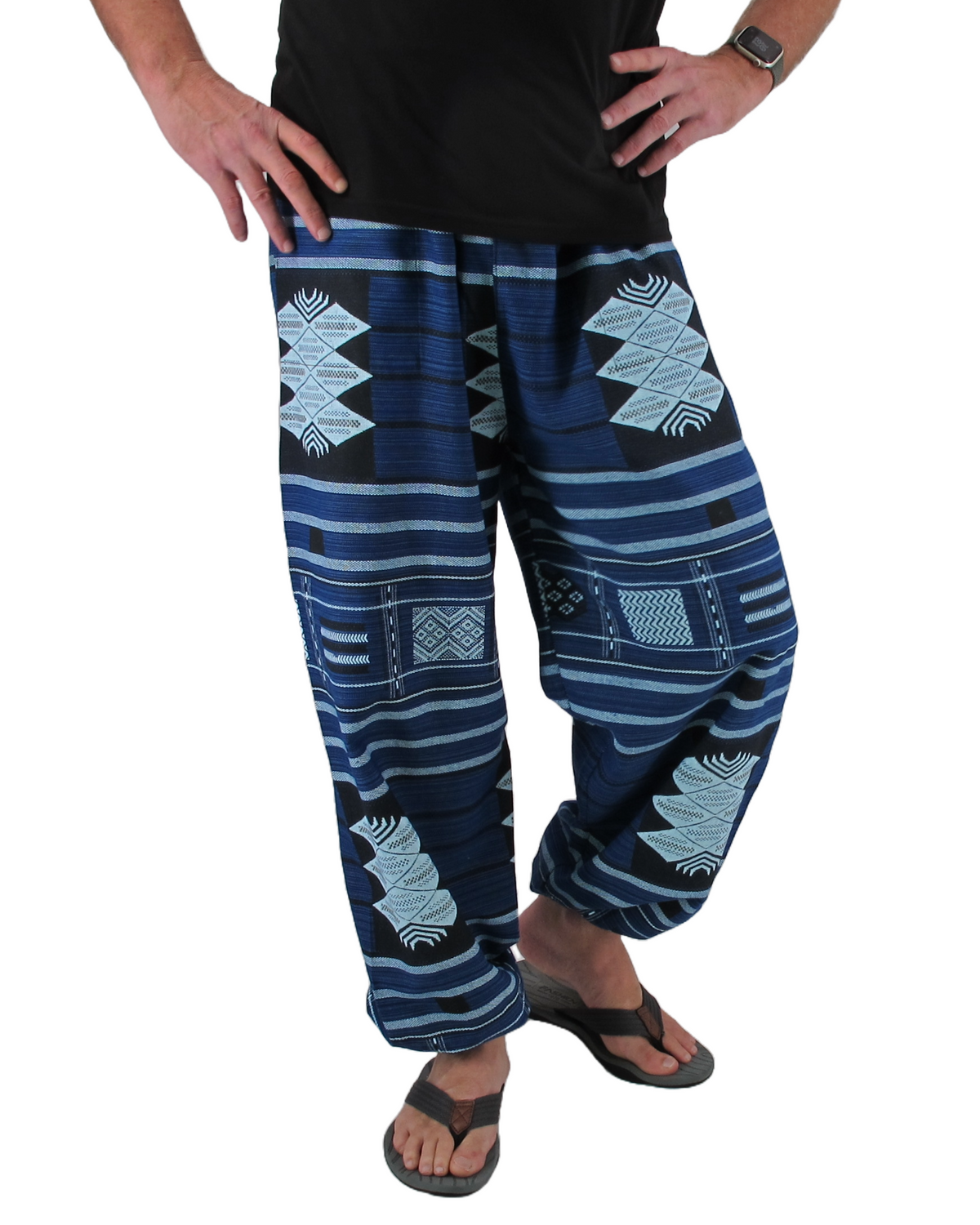 Printed Cotton Hippie Pants Blue