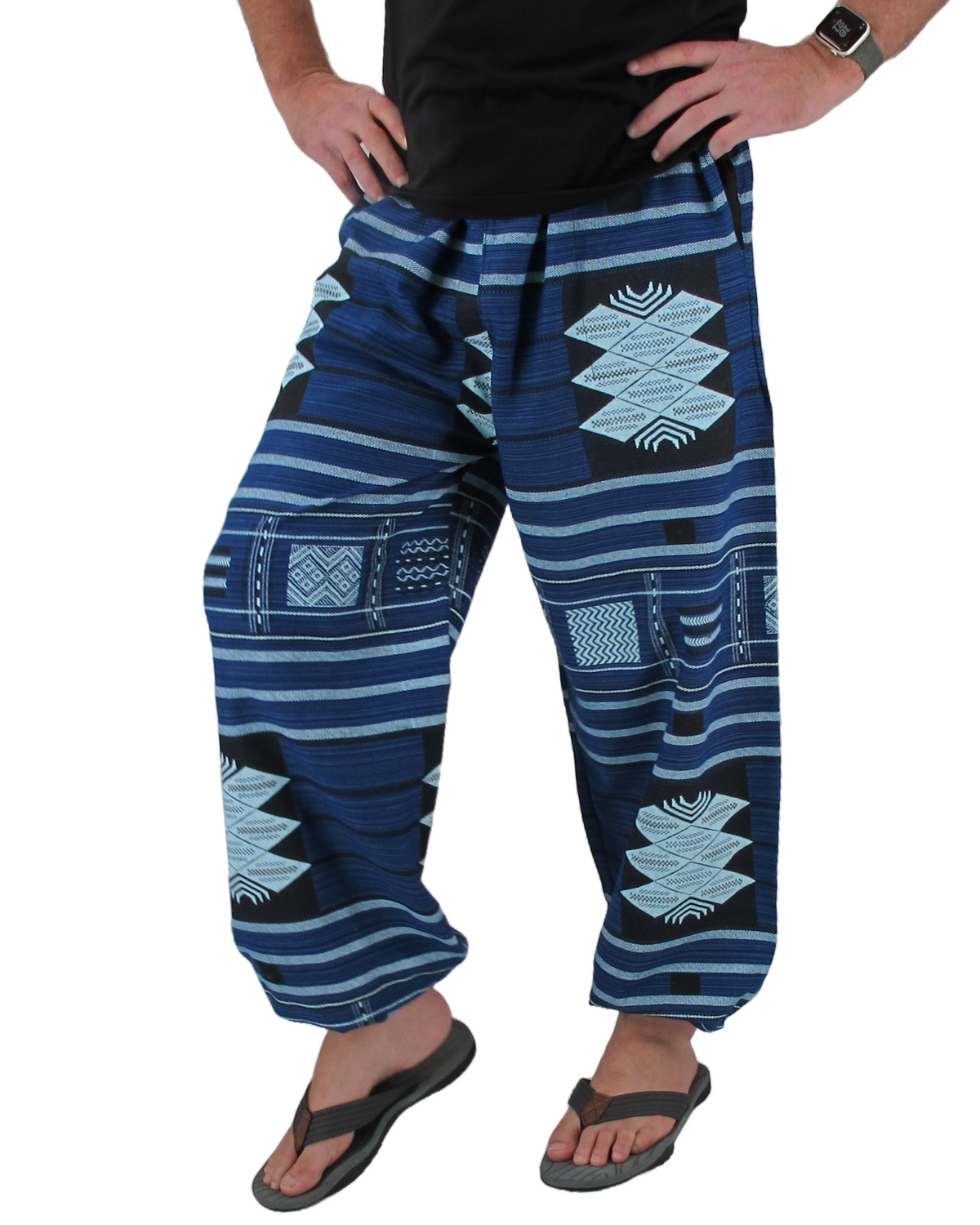 Printed Cotton Hippie Pants Blue