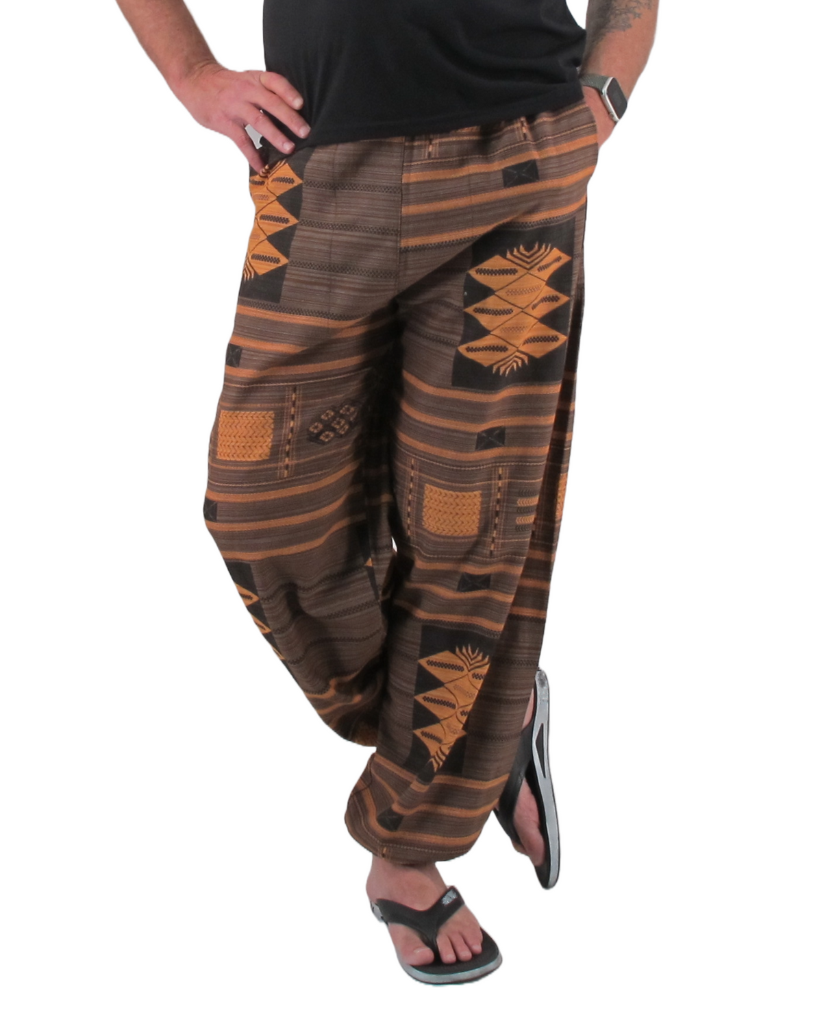 Printed Cotton Hippie Pants Brown