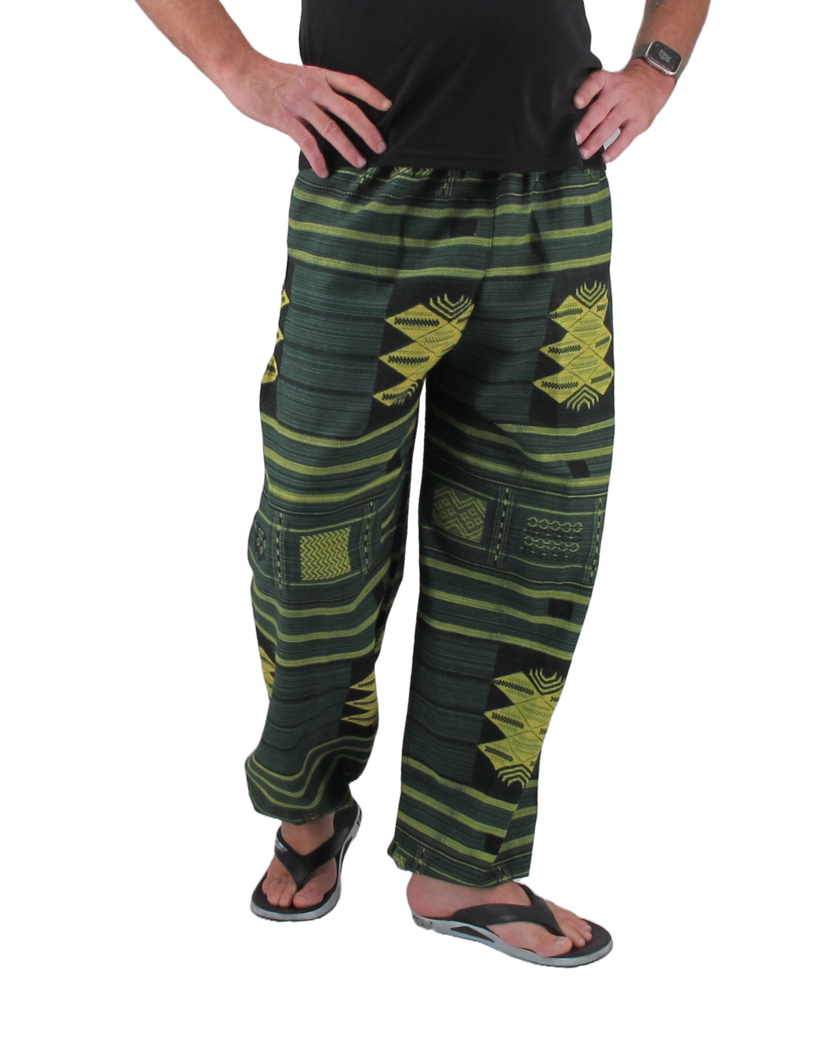 Printed Cotton Hippie Pants Green
