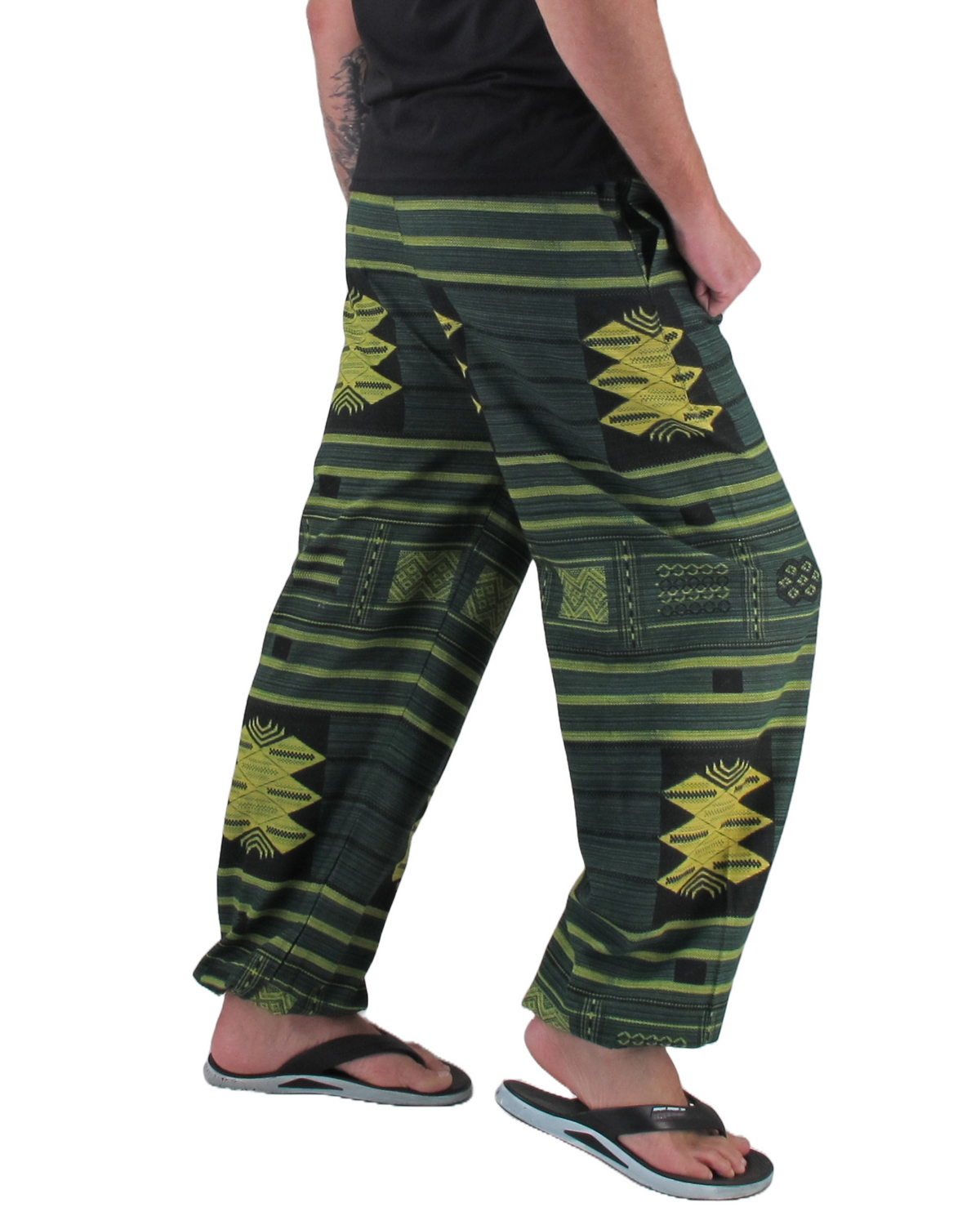 Printed Cotton Hippie Pants Green