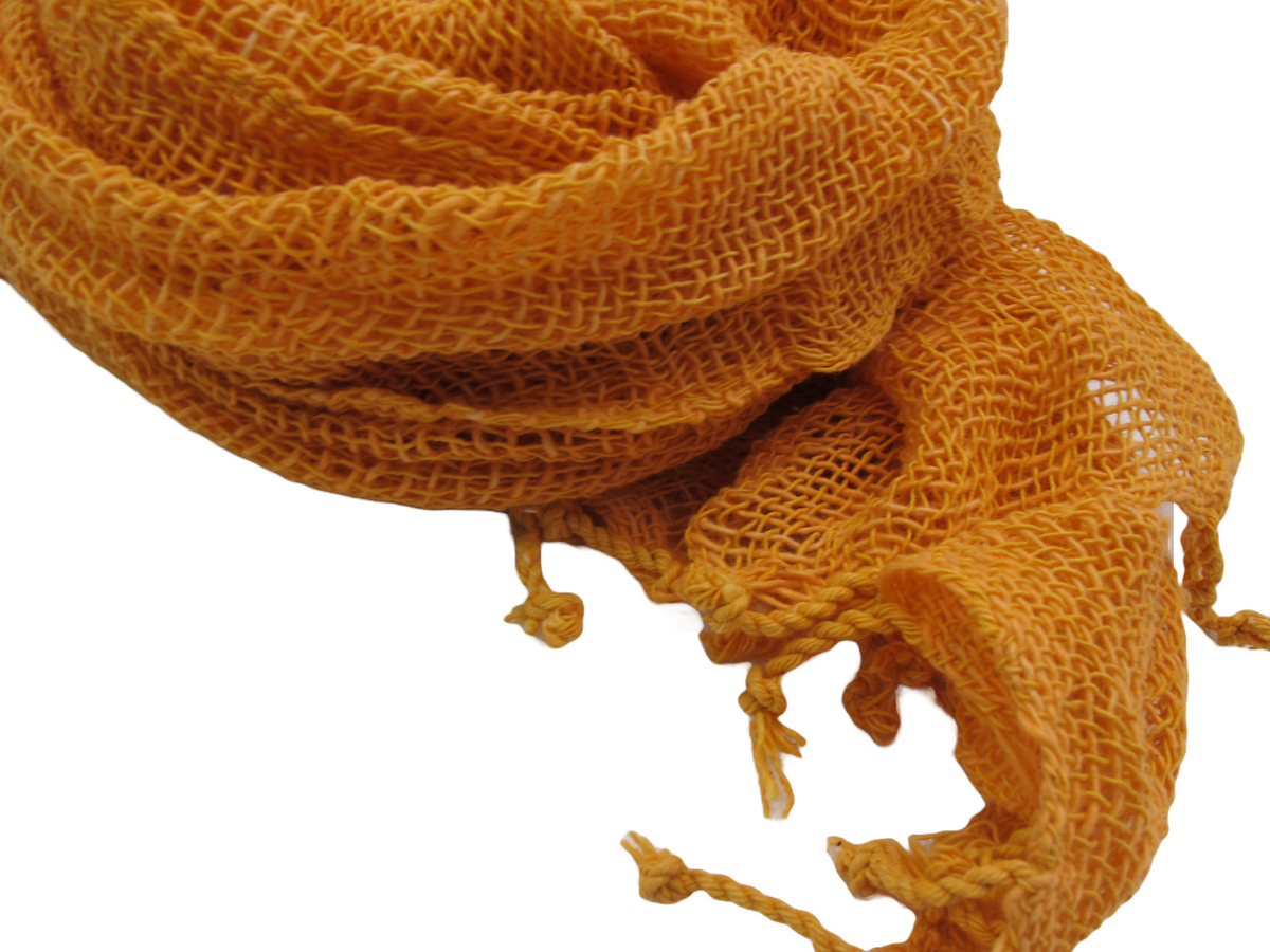 Orange Hand Woven 100% Cotton Scarf