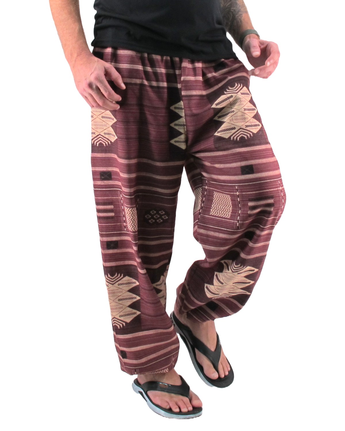 Printed Cotton Hippie Pants Red