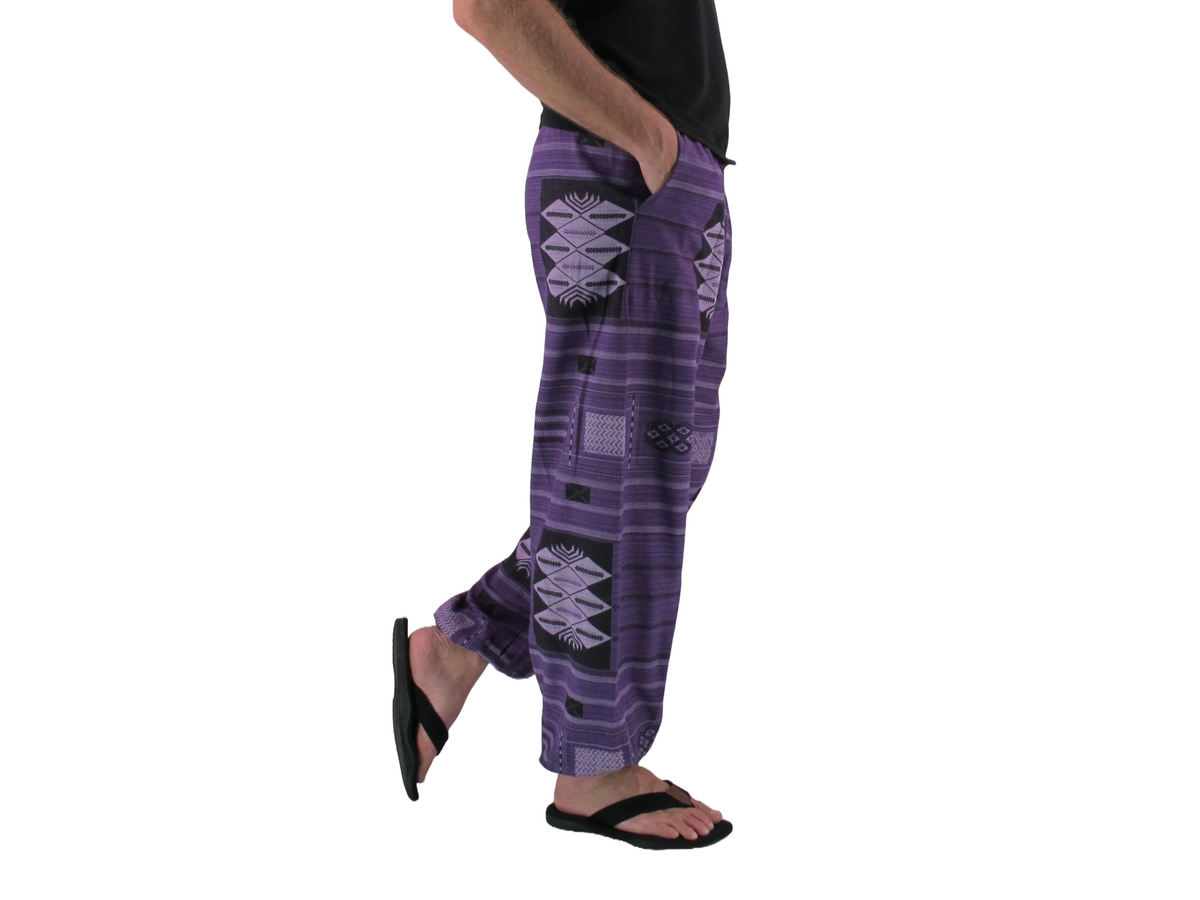 Printed Cotton Hippie Pants Purple