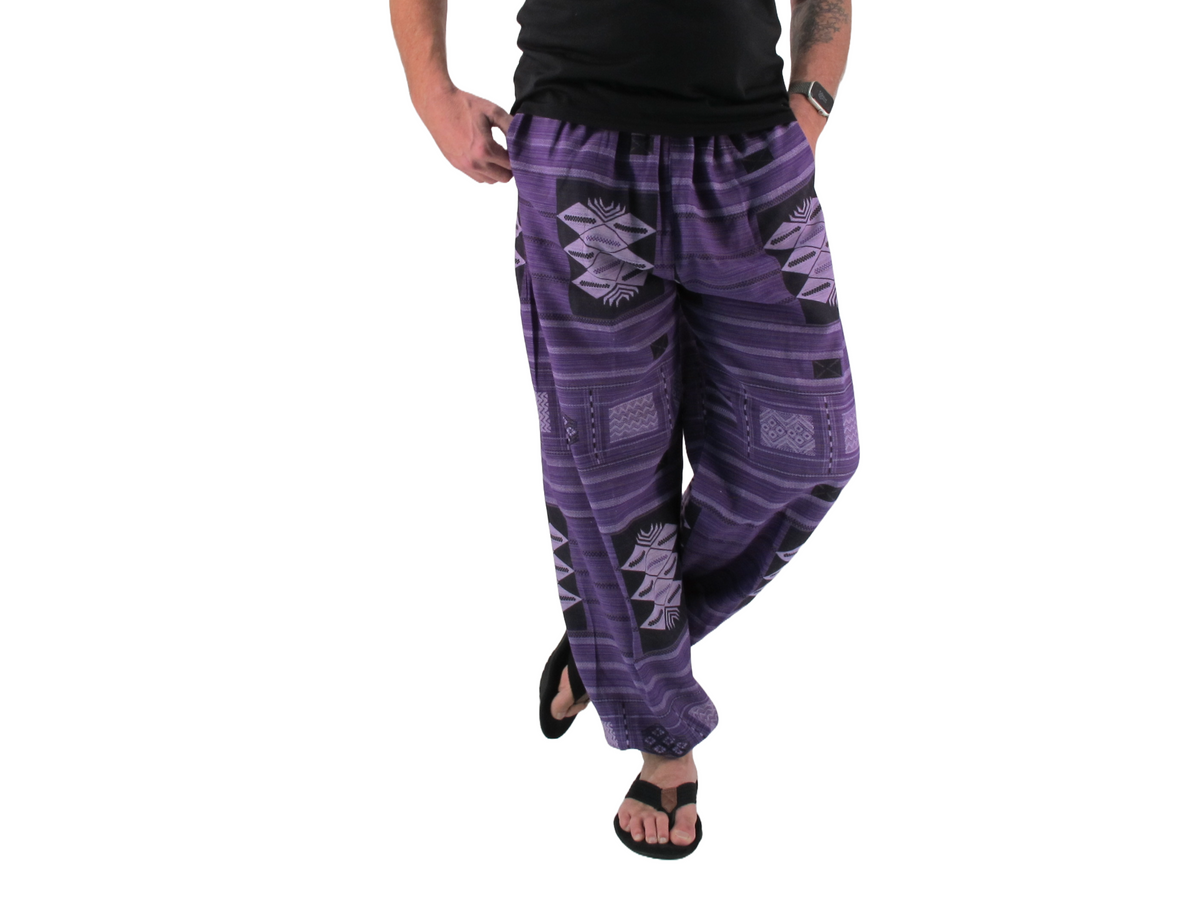 Printed Cotton Hippie Pants Purple