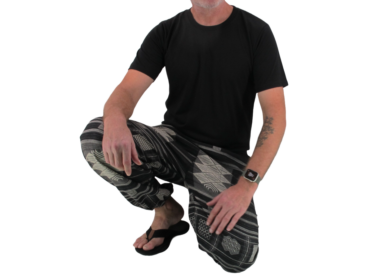 Printed Cotton Hippie Pants Black