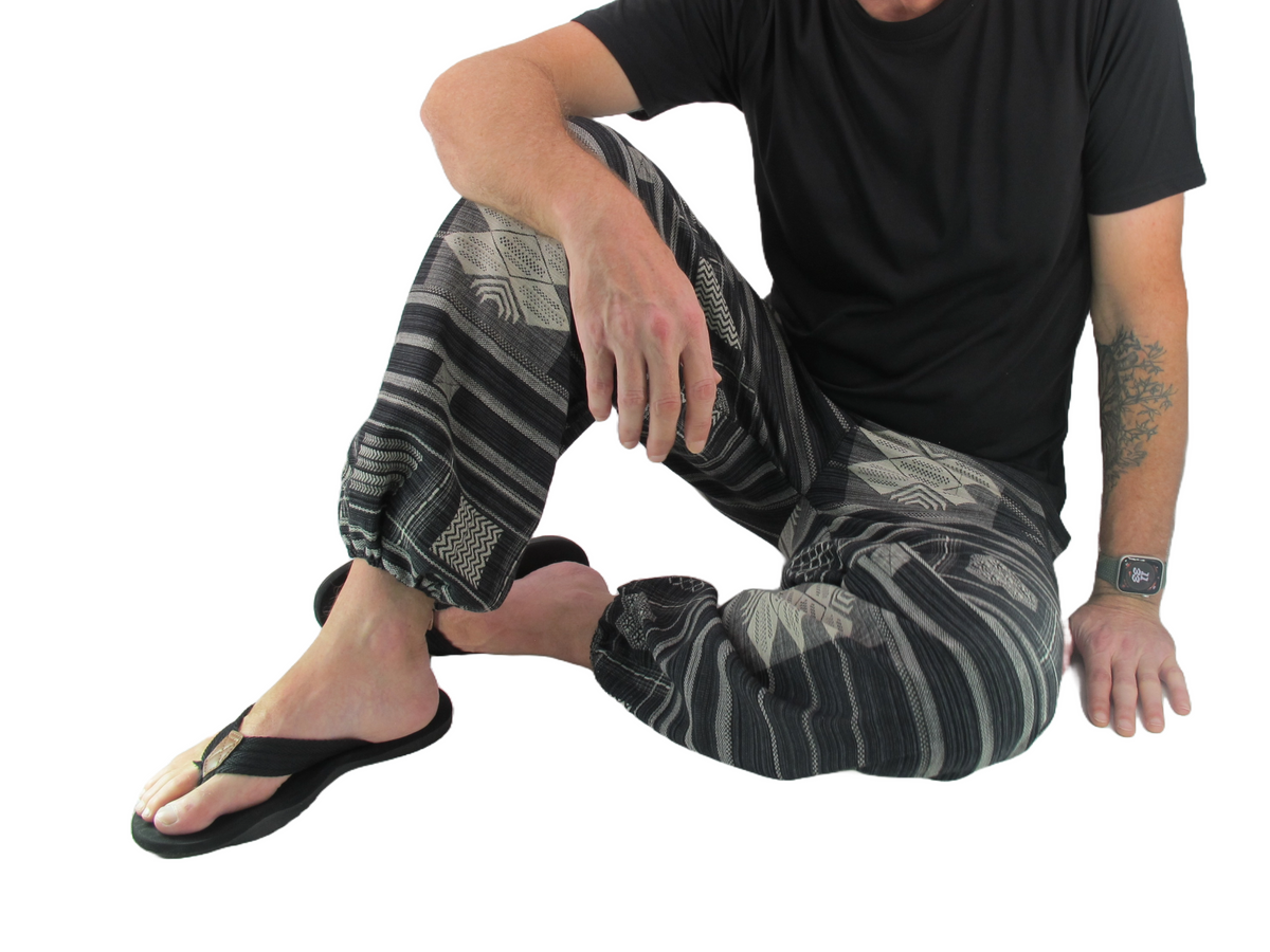 Printed Cotton Hippie Pants Black