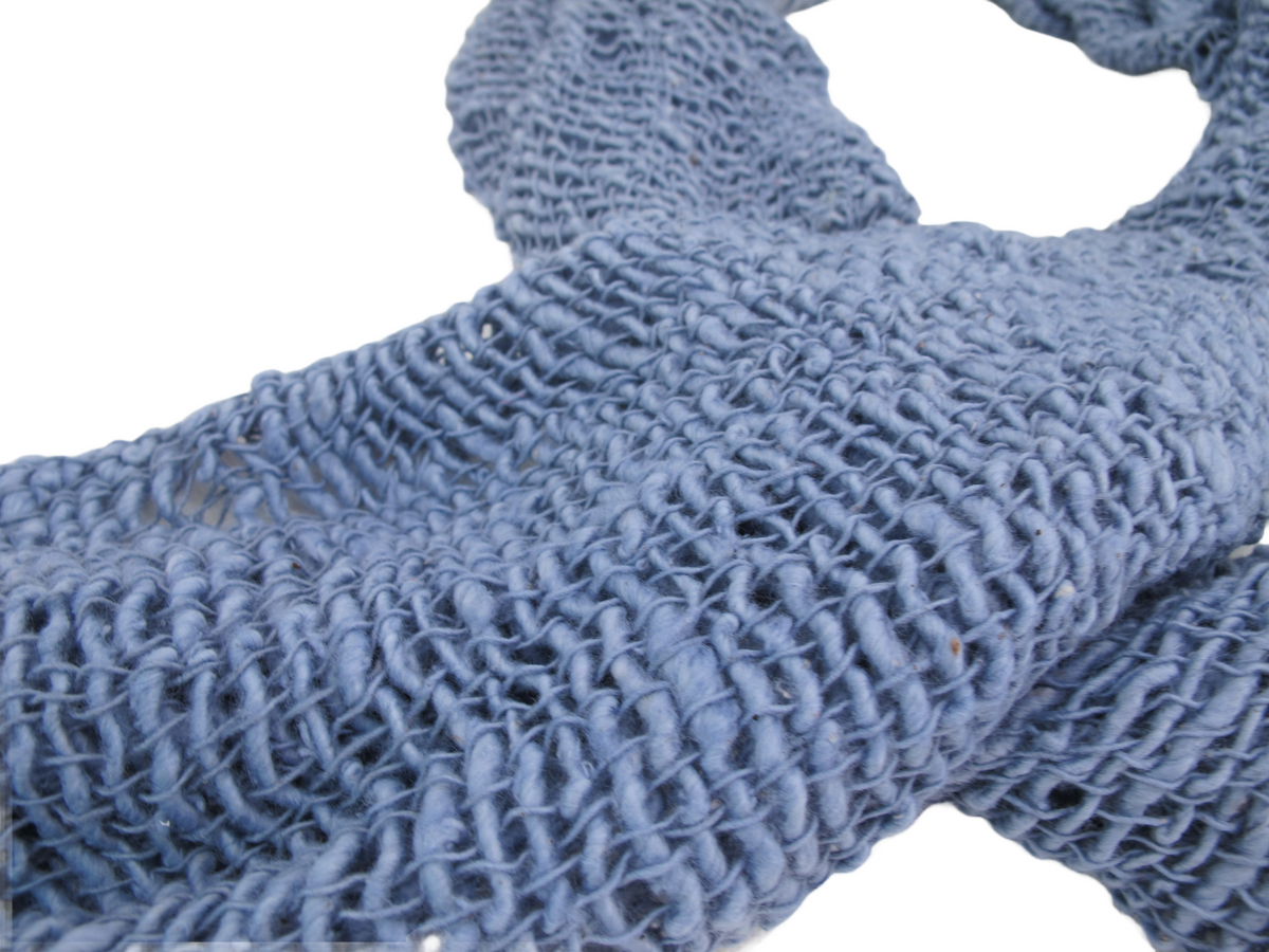 Blue Grey Hand Woven 100% Cotton Scarf