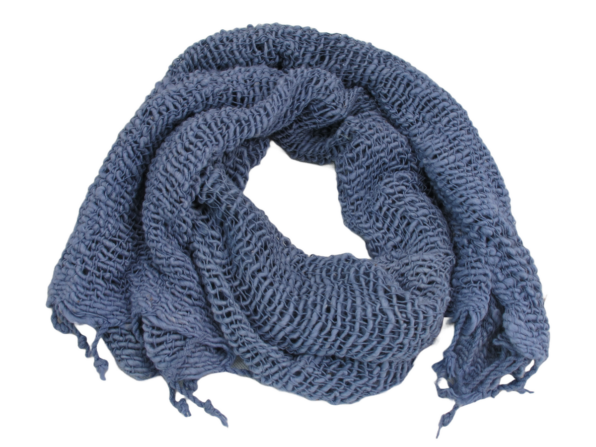 Blue Grey Hand Woven 100% Cotton Scarf