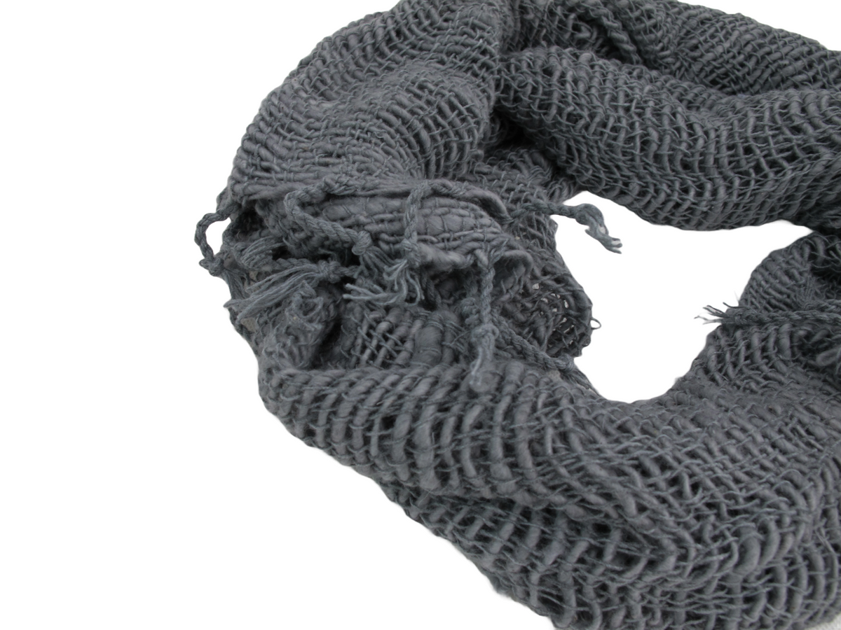 Grey Hand Woven 100% Cotton Scarf