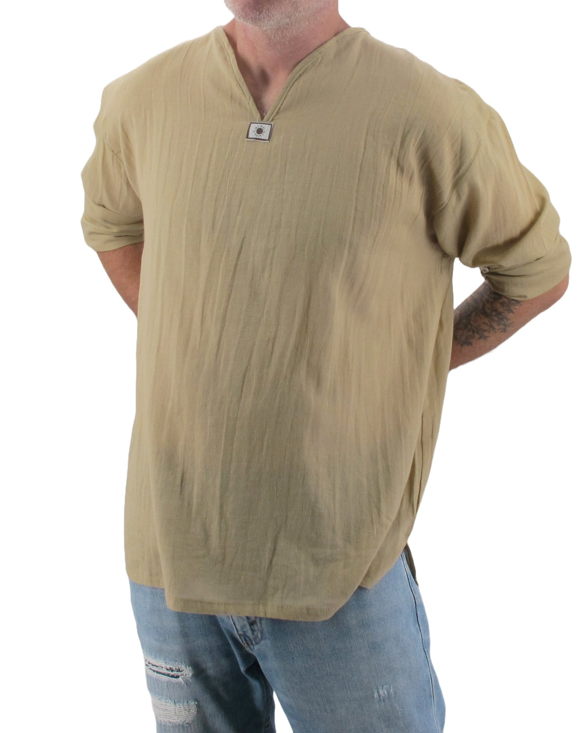 Long Sleeve Hippie T-Shirt Beige - Love Quality