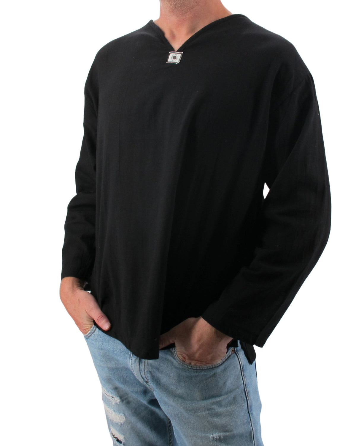 Long Sleeve Hippie T-Shirt Black - Love Quality